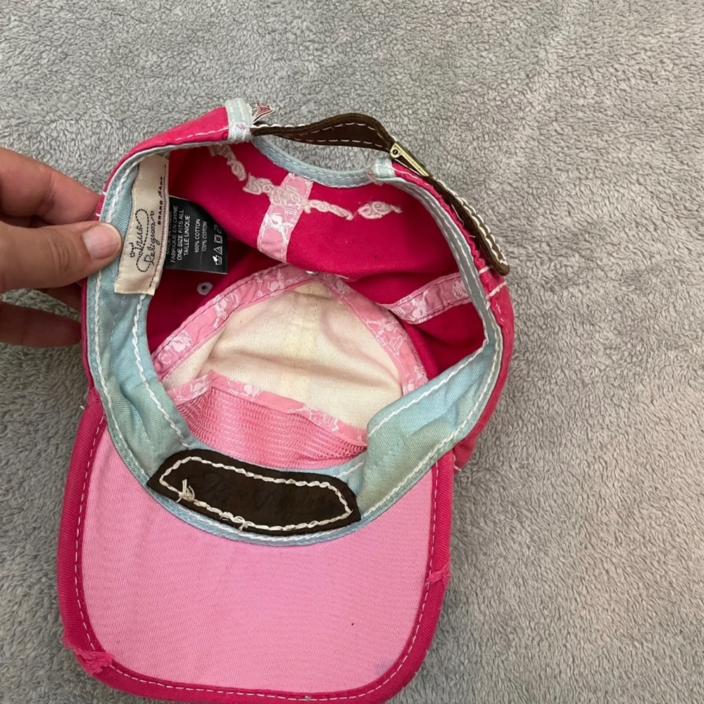 VTG True Religion Embellished Embroidered Cap Hat Buddha Retro Pink One Size - Picture 5 of 7